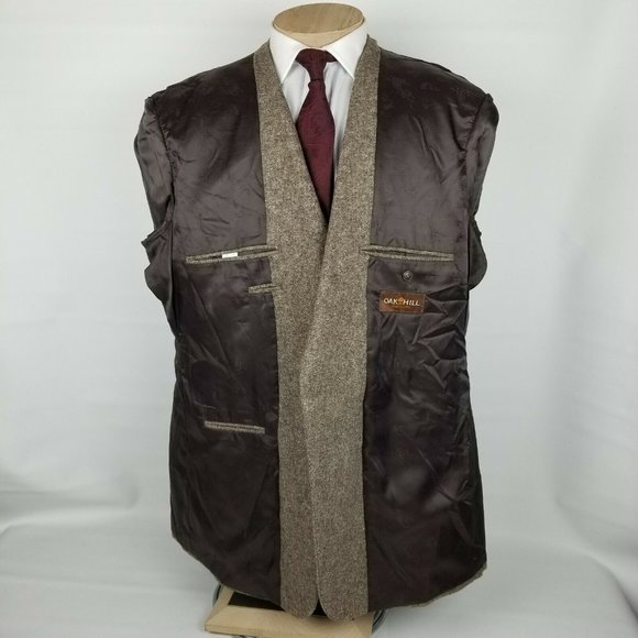 Oak Hill Sport Coat Mens 48T 1XLT Brown Wool Blend - Picture 8 of 12